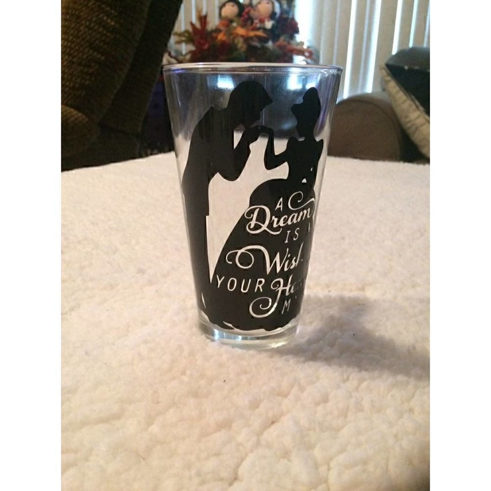 Disney Cinderella and Prince Charming glass